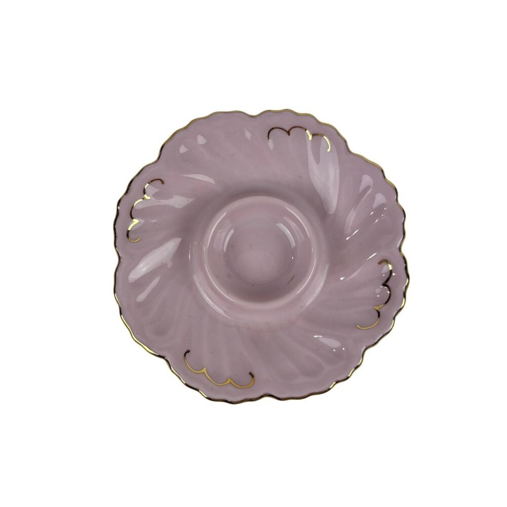 Vintage 40s Pink Candleholder Gold Floral Porcelain Leander 1946 RGK - Picture 4 of 7